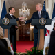 Trump and Macron at closer than arm’s length in the East Room April 24.